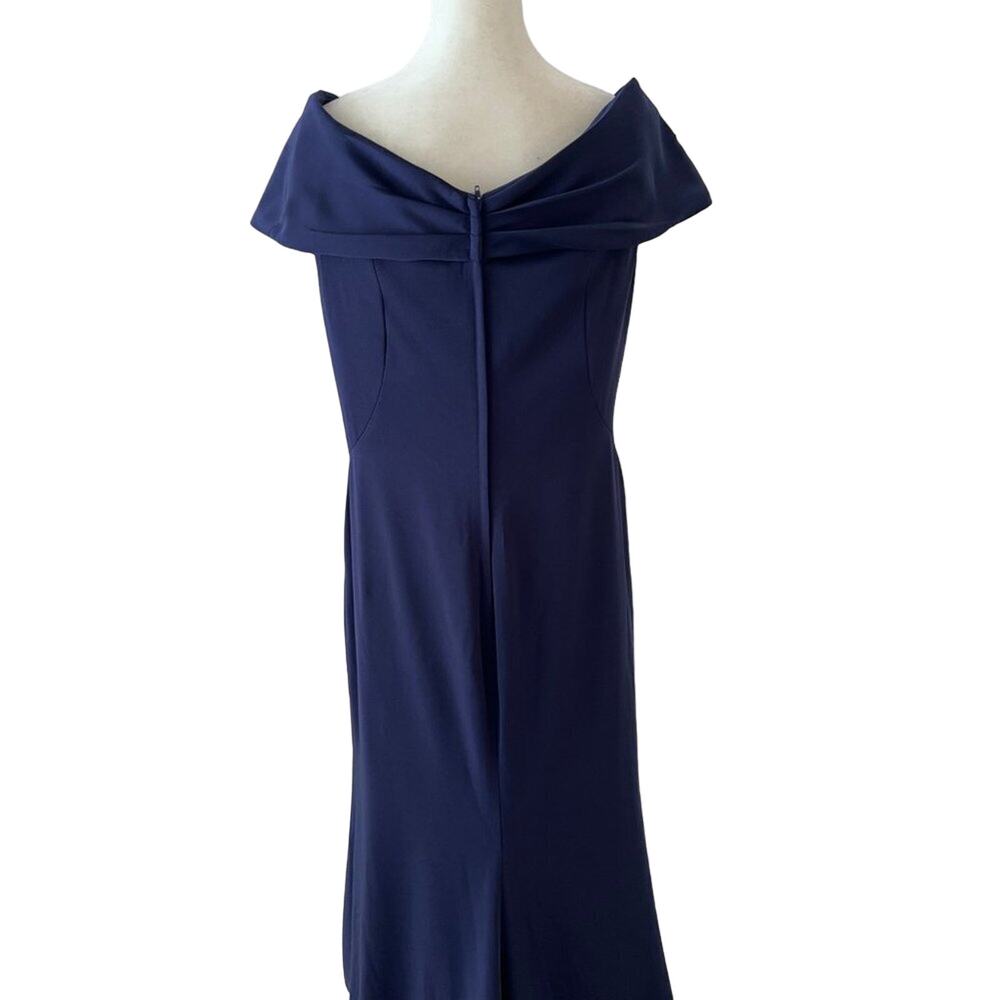 La Femme Navy Off Shoulder Gown 10 Elegant Formal Evening Wedding Guest Dress - Picture 9 of 13